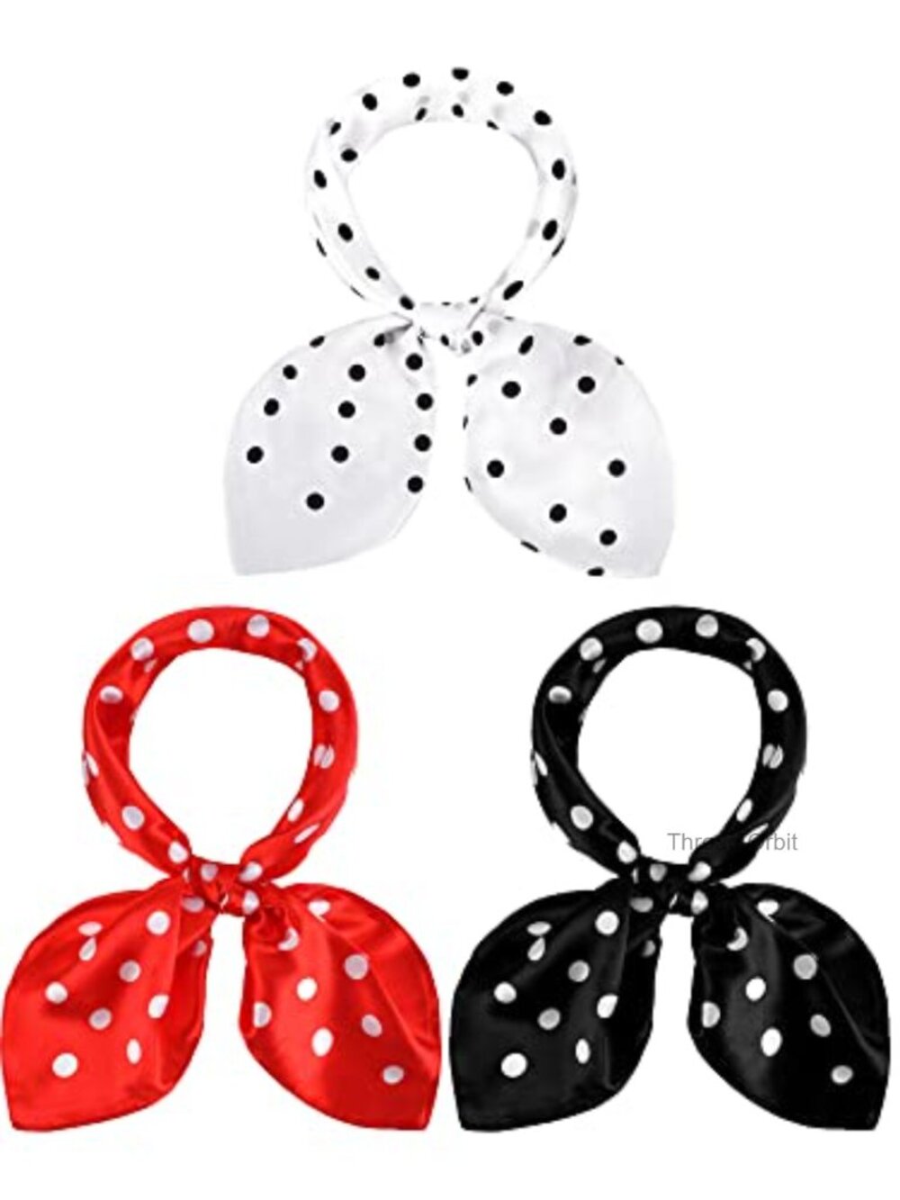 Imitated Silk Polka Dot Scarf Set 3 Pcs 23.6x23.6 Retro 50s Accessories